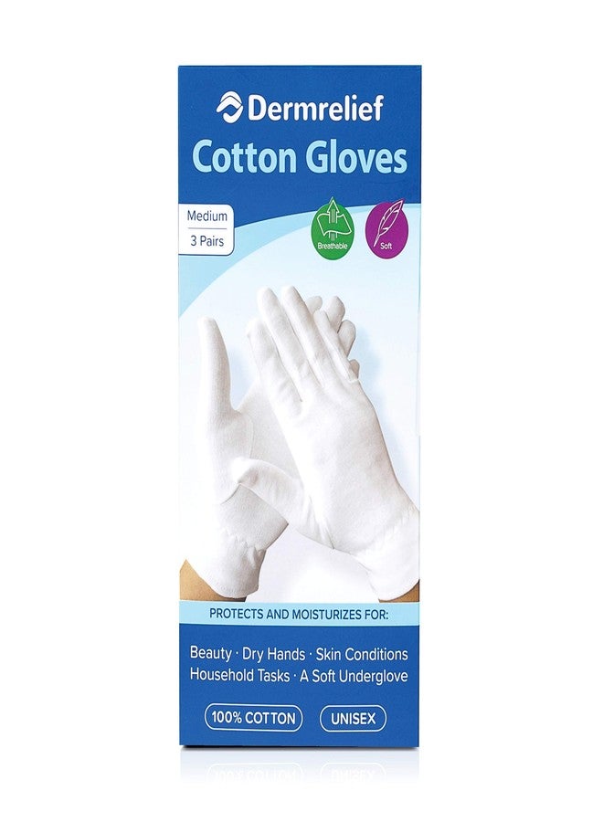 Dermrelief Cotton Gloves - for Beauty, Dry Hands, Eczema, Dermatitis and Psoriasis (Medium, 3 Pairs) - Image 3